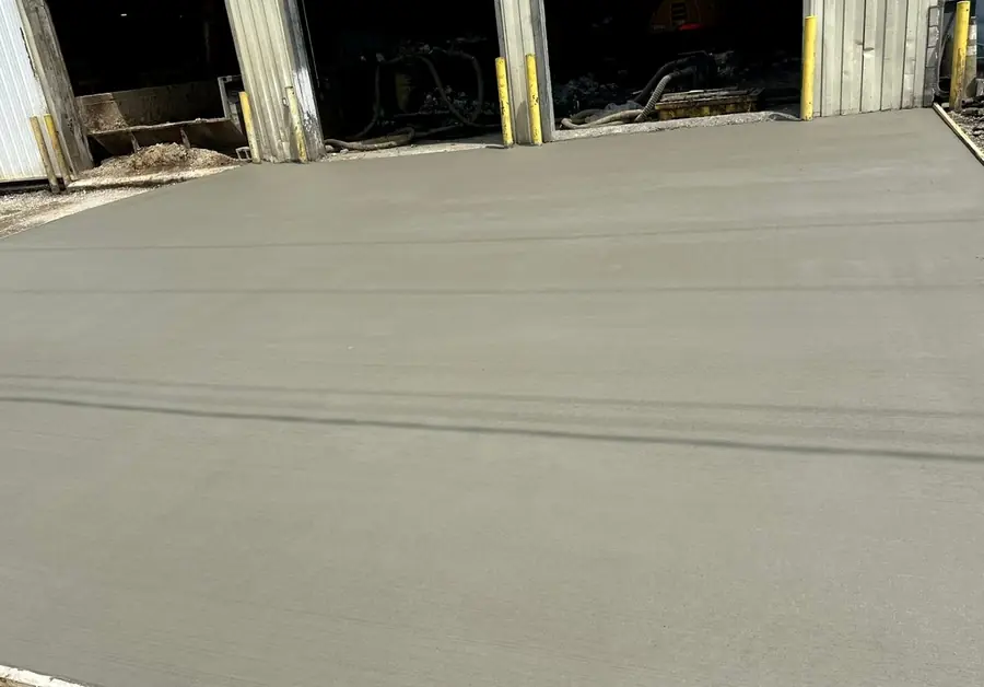 Finished concrete slab inside a new building