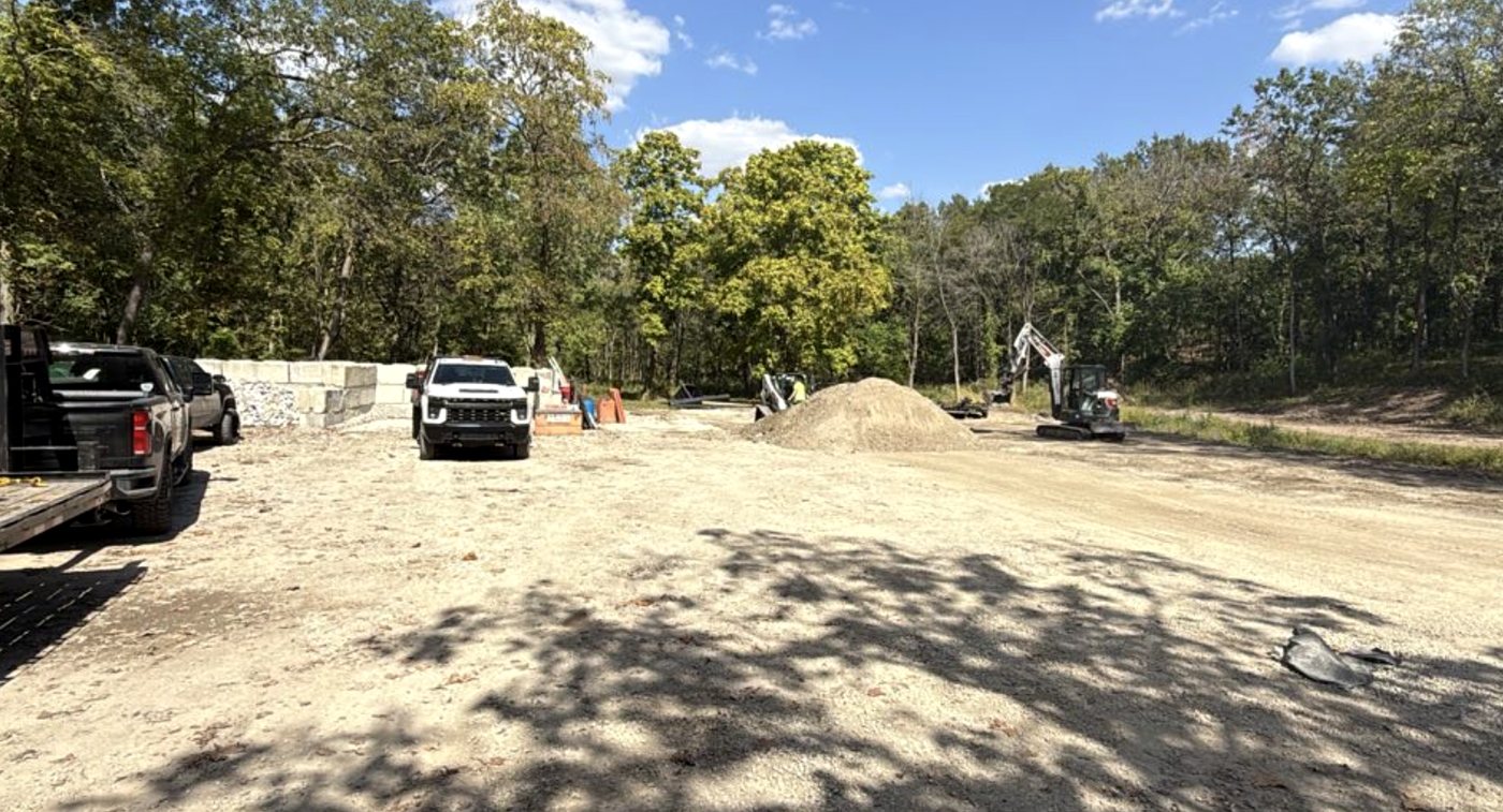 Graded roadway under construction